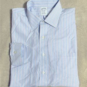 Brooks Brothers Dress Shirt Mens 17.5 - 33 Regent Non Iron Blue Supima Cotton